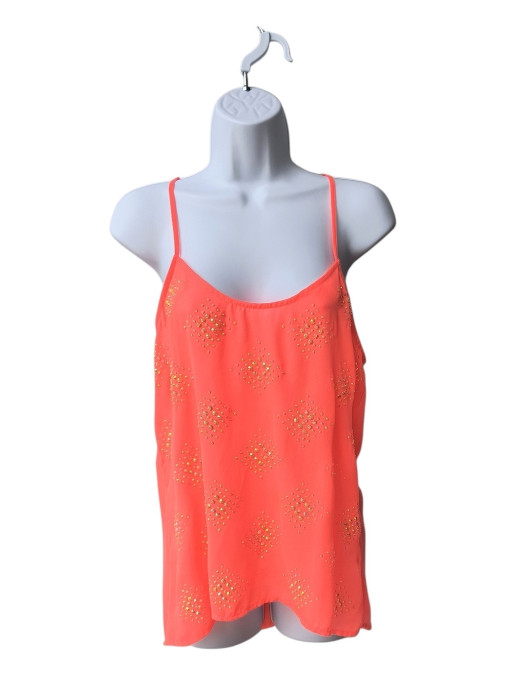 Lulumari Neon Orange Adjustable Spaghetti Strap Sparkle Camisole M